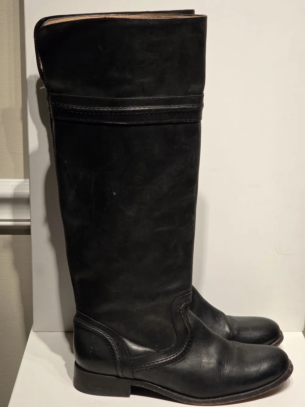 Women's Frye Melissa Trapunto Leather Black Tall RIDING Boots 76441 size 6.5